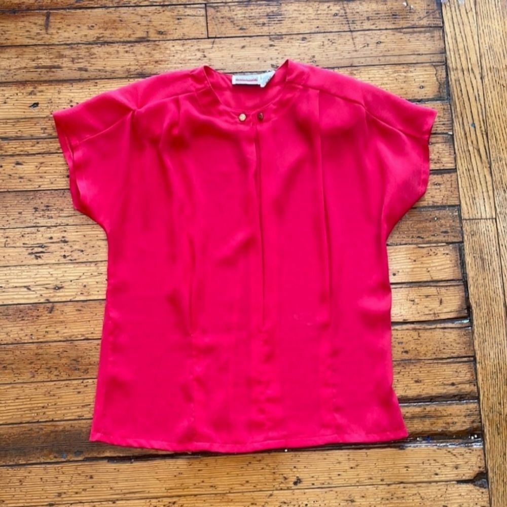Judy Bond Vintage Red Short Sleeve Blouse Size‎ 10